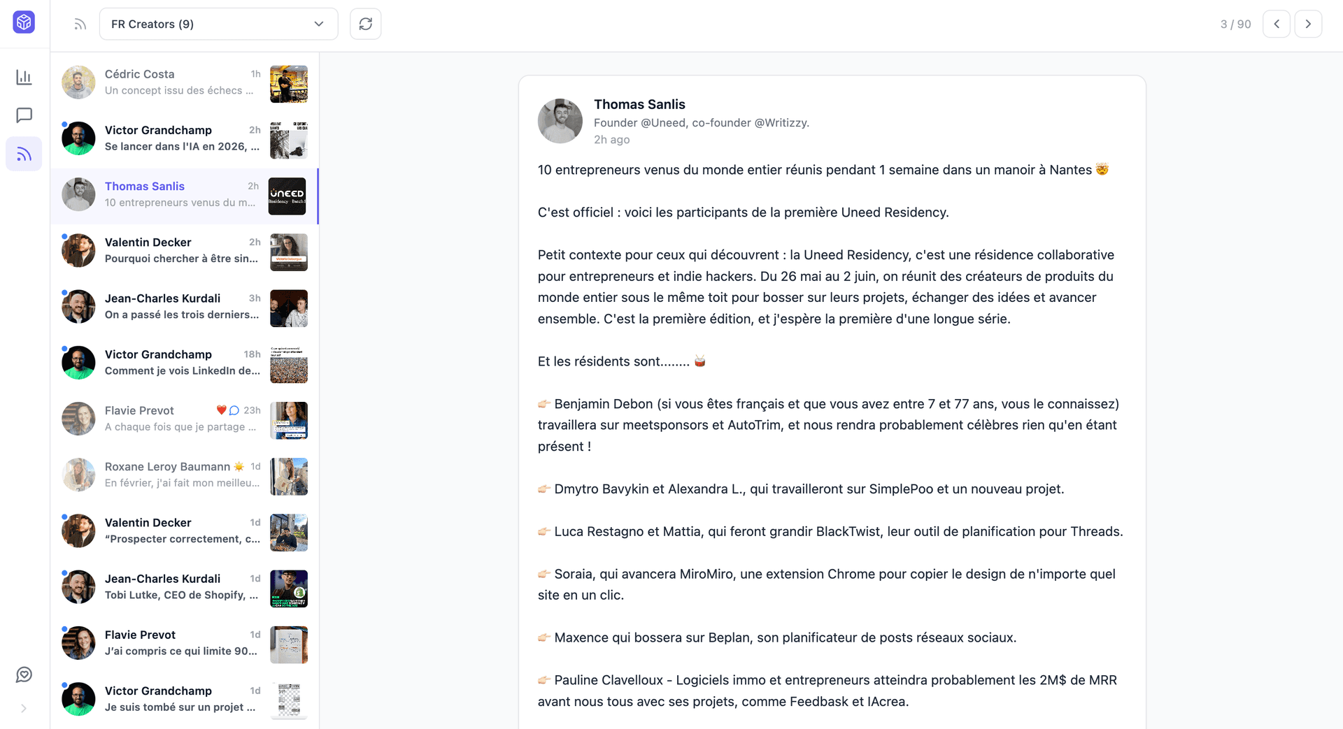 A focused LinkedIn feed in MyFeedIn